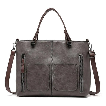 Aria | Leather Shoulder Bag Gray Handbags