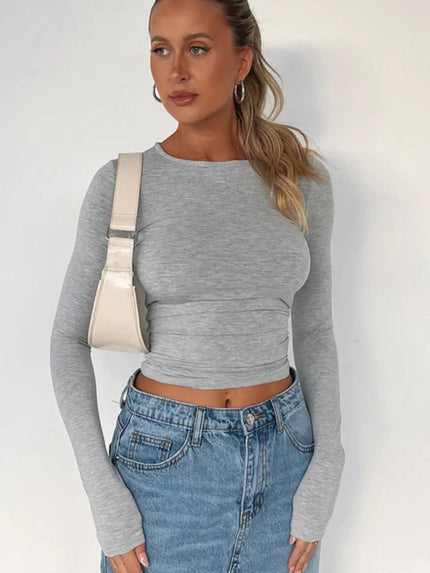 Riley Relaxed Crop Tee Light Gray