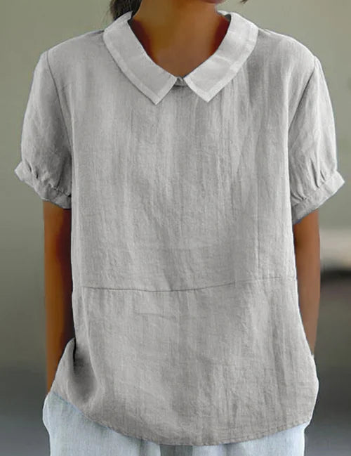 Amalie | Cotton Shirt Light Gray Shirt