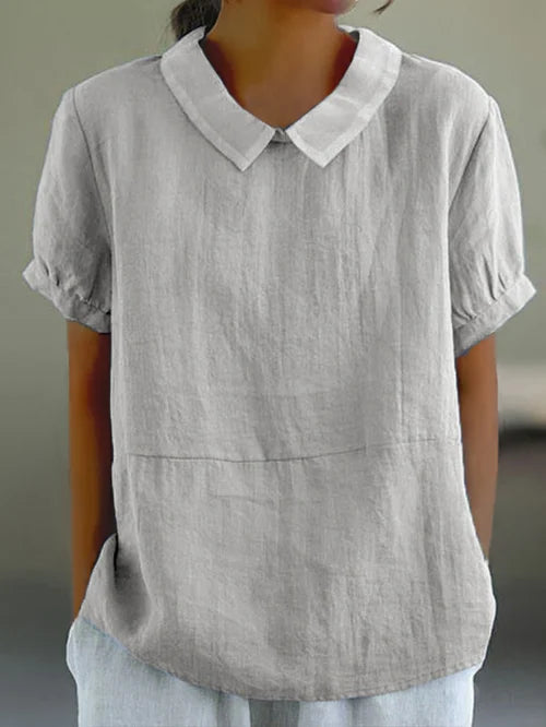 Amalie | Cotton Shirt Light Gray Shirt