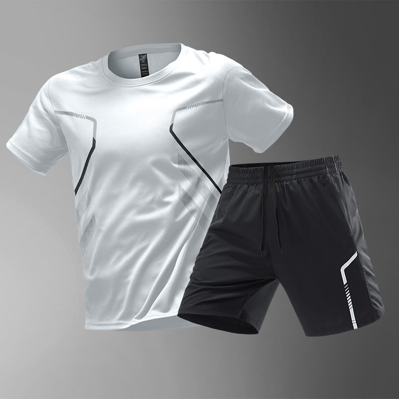 Men's Quick-Dry Breathable Short Sleeve Sports T-Shirt White Suit T-Shirt