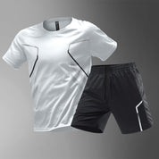 Men's Quick-Dry Breathable Short Sleeve Sports T-Shirt White Suit T-Shirt