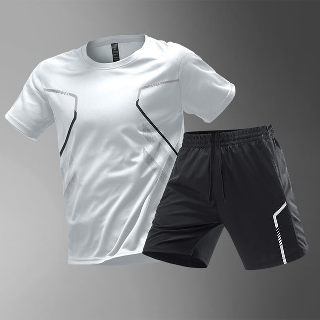 Men's Quick-Dry Breathable Short Sleeve Sports T-Shirt White Suit T-Shirt