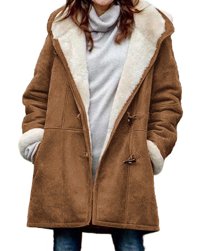 Women's Cozy Hooded Jacket Brown Jackets