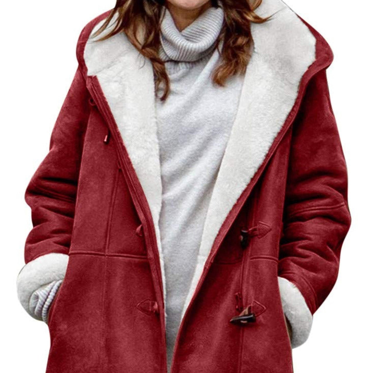 Women's Cozy Hooded Jacket Red Jackets