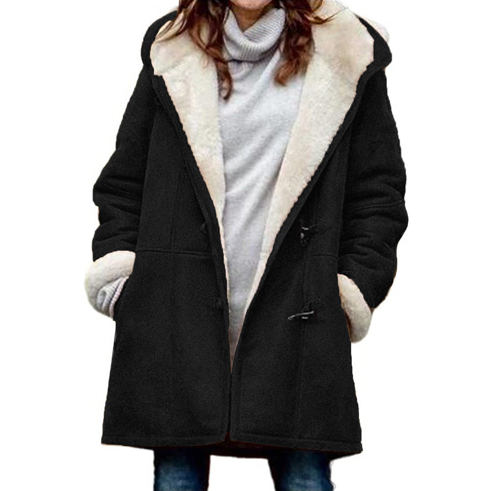 Women's Cozy Hooded Jacket Black Jackets