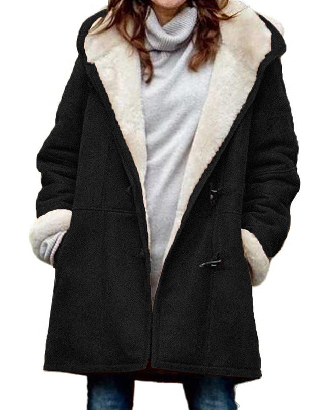 Women's Cozy Hooded Jacket Black Jackets