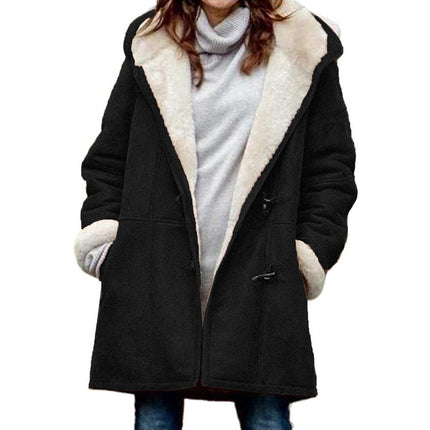 Women's Cozy Hooded Jacket Black Jackets