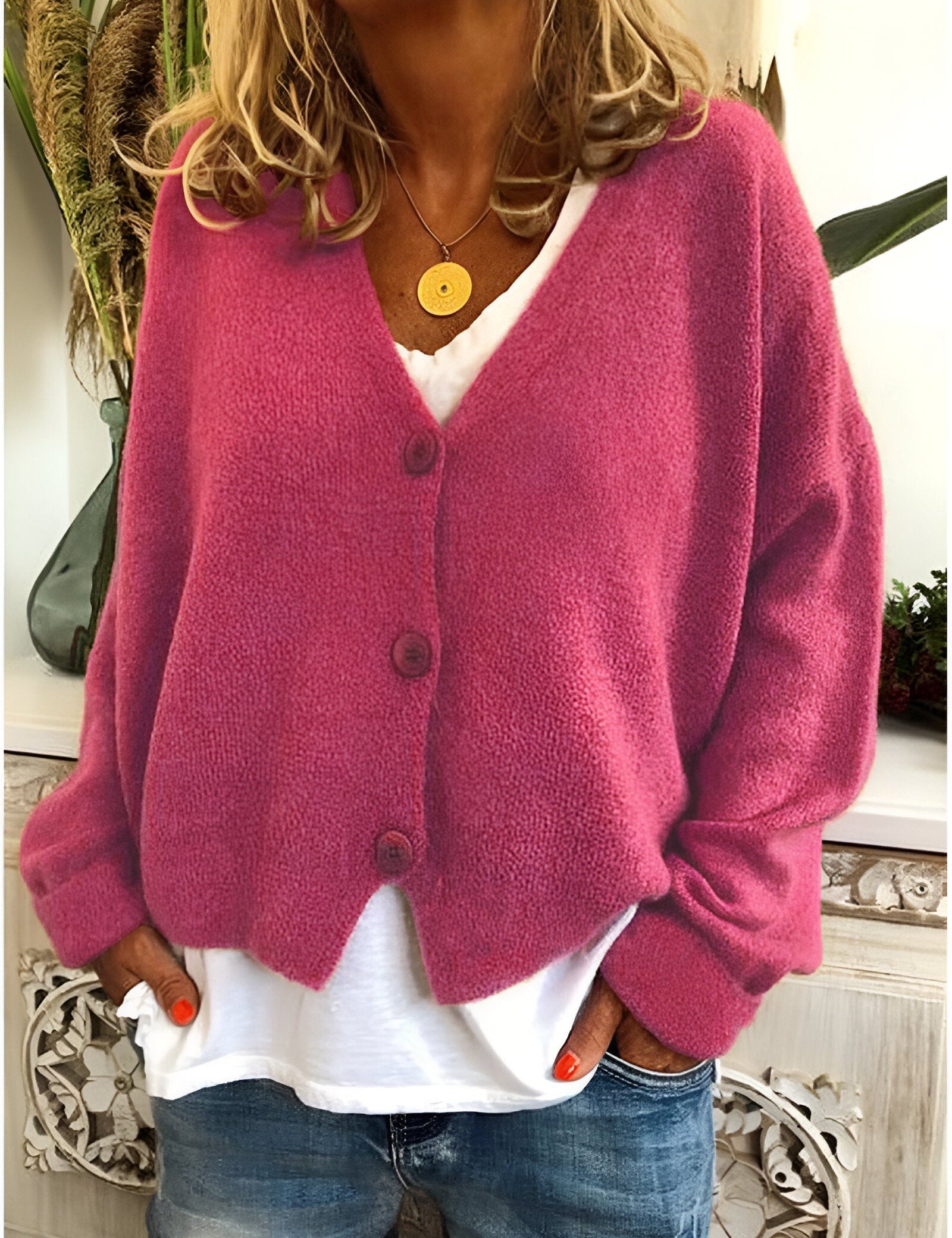 Geneva | Premium Cardigan Red Pink