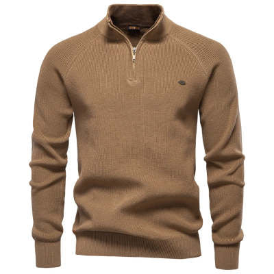 Men’s Zipper Stand Collar Knitted Sweater Men - Main - Winter