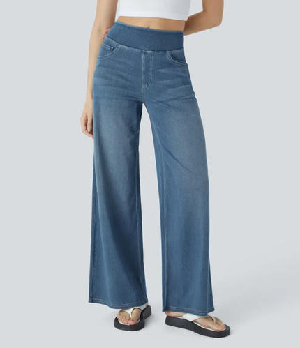 Mel | Comfortable high-waisted jeans Pale Blue Pants