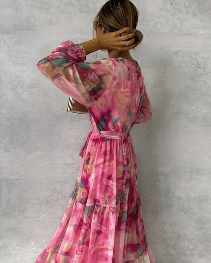 Elegant Floral Chiffon Maxi Dress Dresses