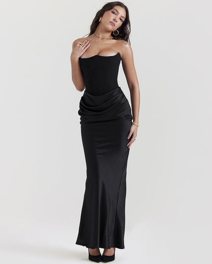 Elegant Strapless Backless Maxi Dress Dresses