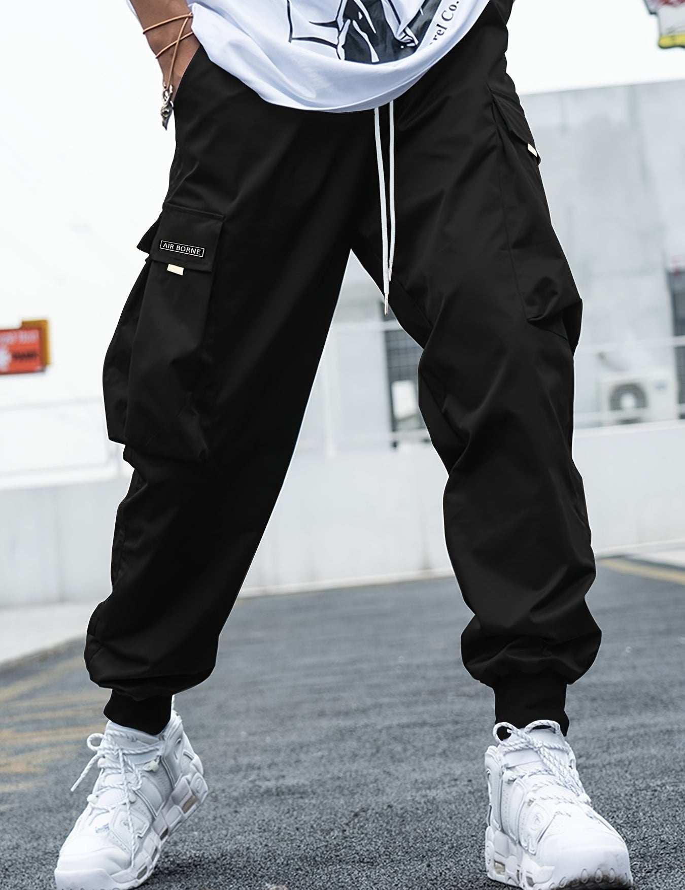 Men's Multi-Pocket Cargo Joggers Black Cargo Pants