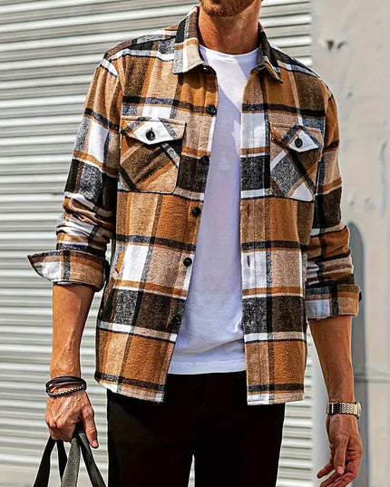 Men's Plaid Loose Cardigan Shirt Cardigan Shirt