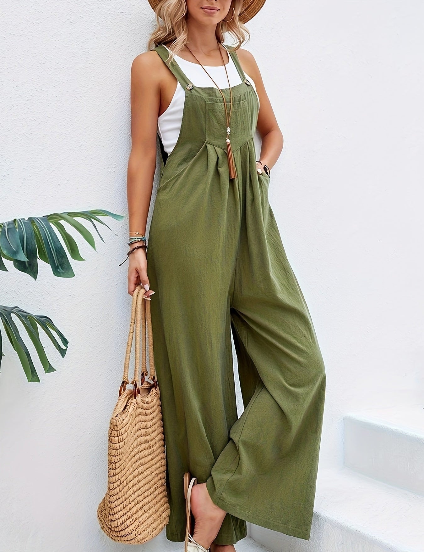 Olive | Sleeveless Jumpsuit Army green Jumpsuits
