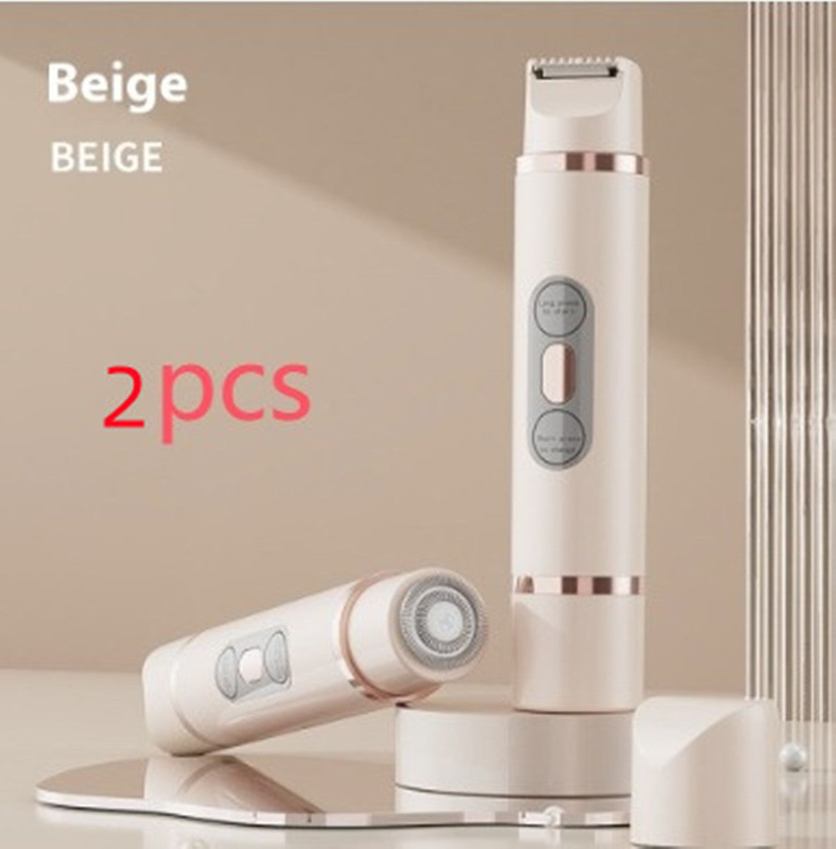 2-in-1 Electric Dual-Head Women's Hair Remover Beige 2pcs Women's Accessories