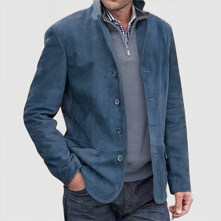 Men's Casual Button Blazer Coat Blue Blazer