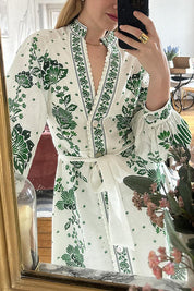 Ankle Length Button Down Print Maxi Dress Dresses