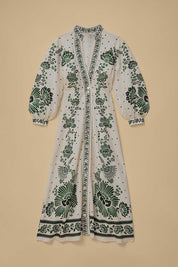 Ankle Length Button Down Print Maxi Dress Dresses