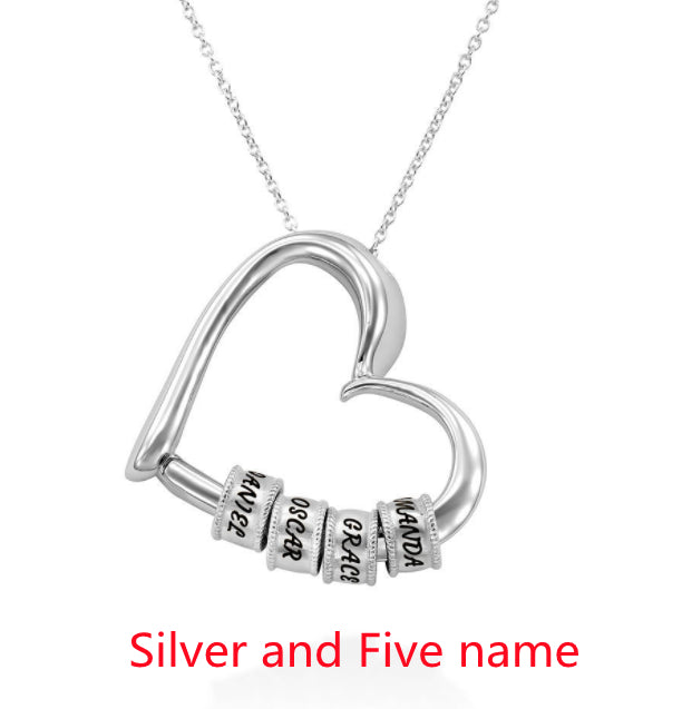 Custom Heart Name Necklace Silver 1PC Necklace