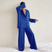 Ultra-Luxe Women’s Silk Wide-Leg Pajama Set Outfit Sets