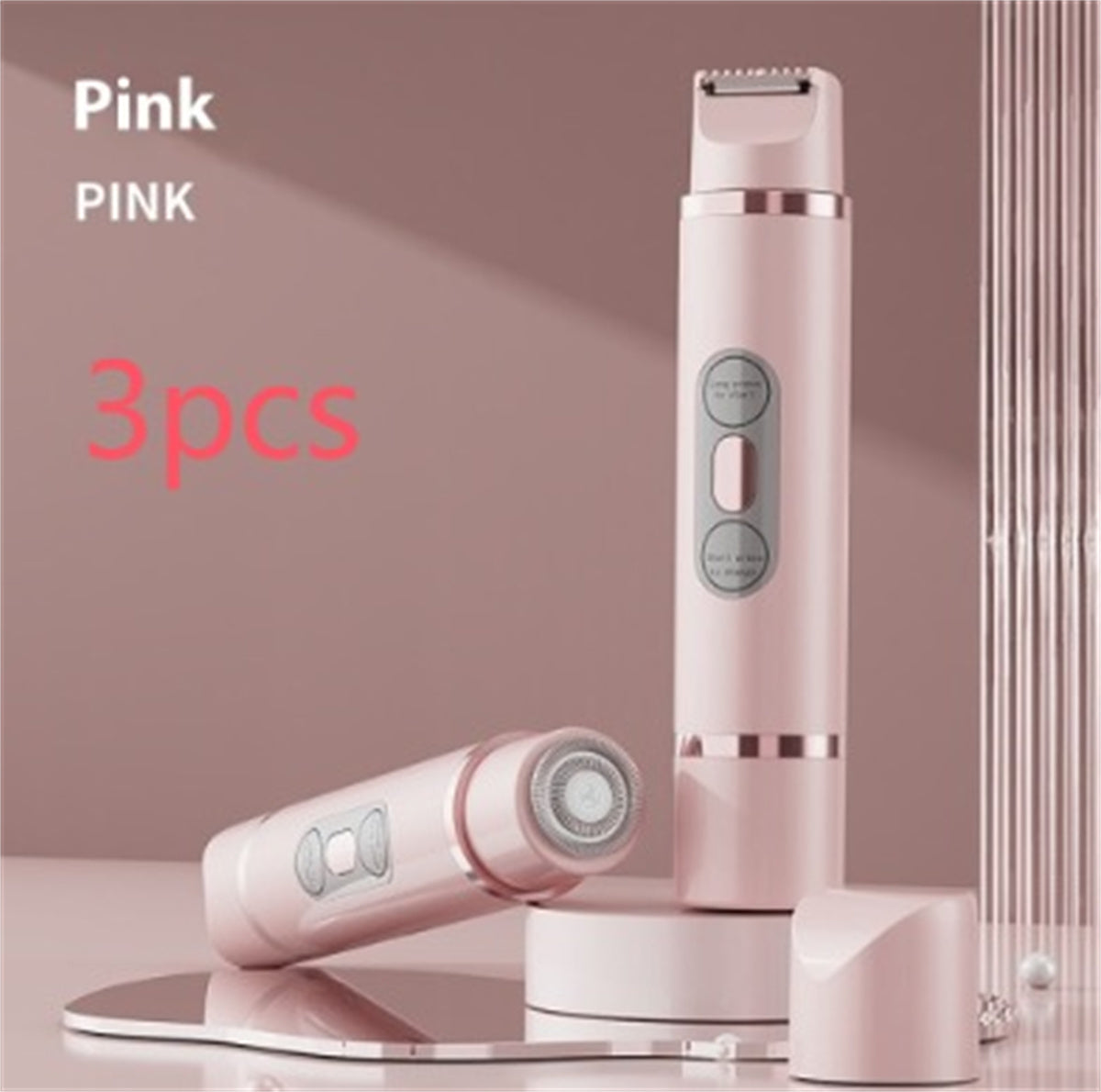 2-in-1 Electric Dual-Head Women's Hair Remover Pink 3pcs Women's Accessories