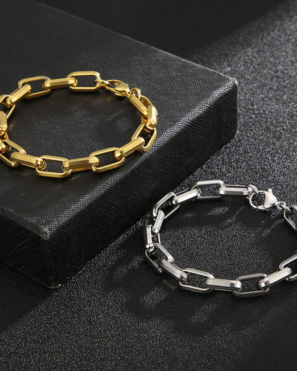 Men’s Titanium Steel Geometric Hip‑Hop Bracelet – Bold Urban Style Bracelet