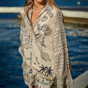 Flower Print Shirt Short Set Women Outfit Sets