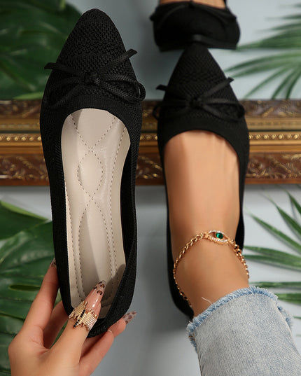 Bow Knitted Loafers Black Loafers