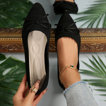 Bow Knitted Loafers Black Loafers