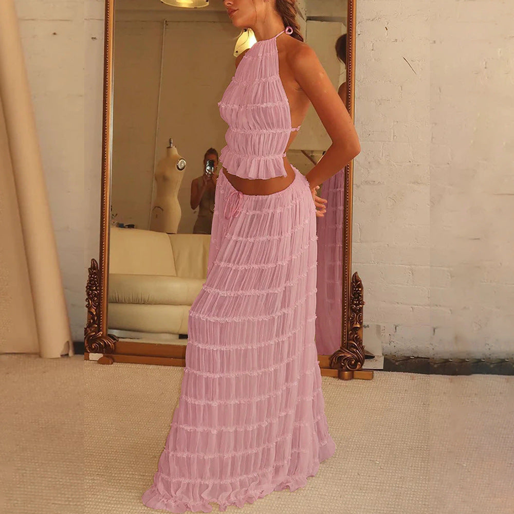 Backless Long Dress Pink