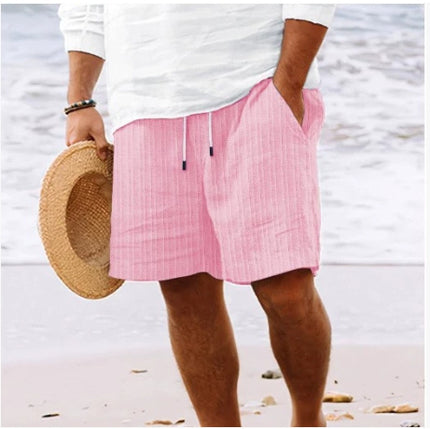 Men's Striped Drawstring Summer Shorts Pink Shorts