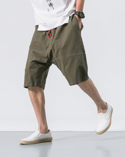 Kyoto Drift Linen Shorts Green Men Shorts