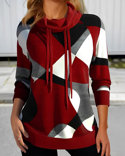 Trendy Color-block Hoodie Red Hoodie