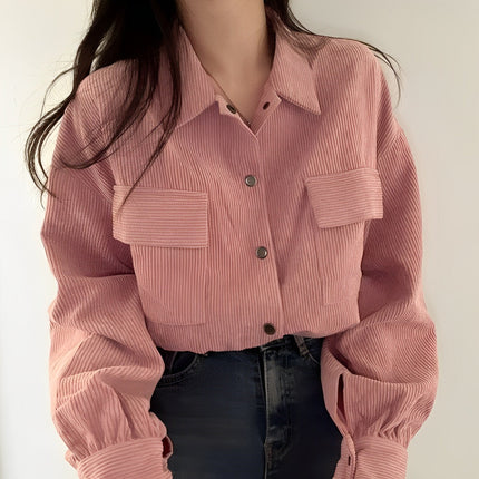 Corduroy Drawstring Short Jacket Pink Short Jacket