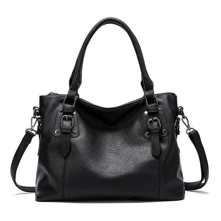Shiena | Elegant Leather Shoulder Bag Black Shoulder Bags