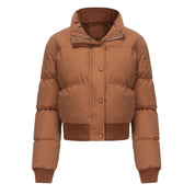 Elegant Warm Cotton Padded Short Coat Orange Short Coat