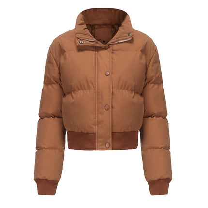 Elegant Warm Cotton Padded Short Coat Orange Short Coat