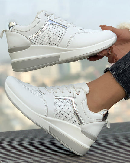 Women's Emery Wedge Platform Sneakers – Sporty Comfort, Elevated Style White Sneakers