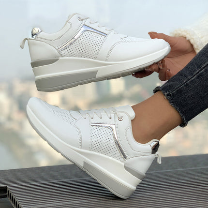 Women's Emery Wedge Platform Sneakers – Sporty Comfort, Elevated Style White Sneakers