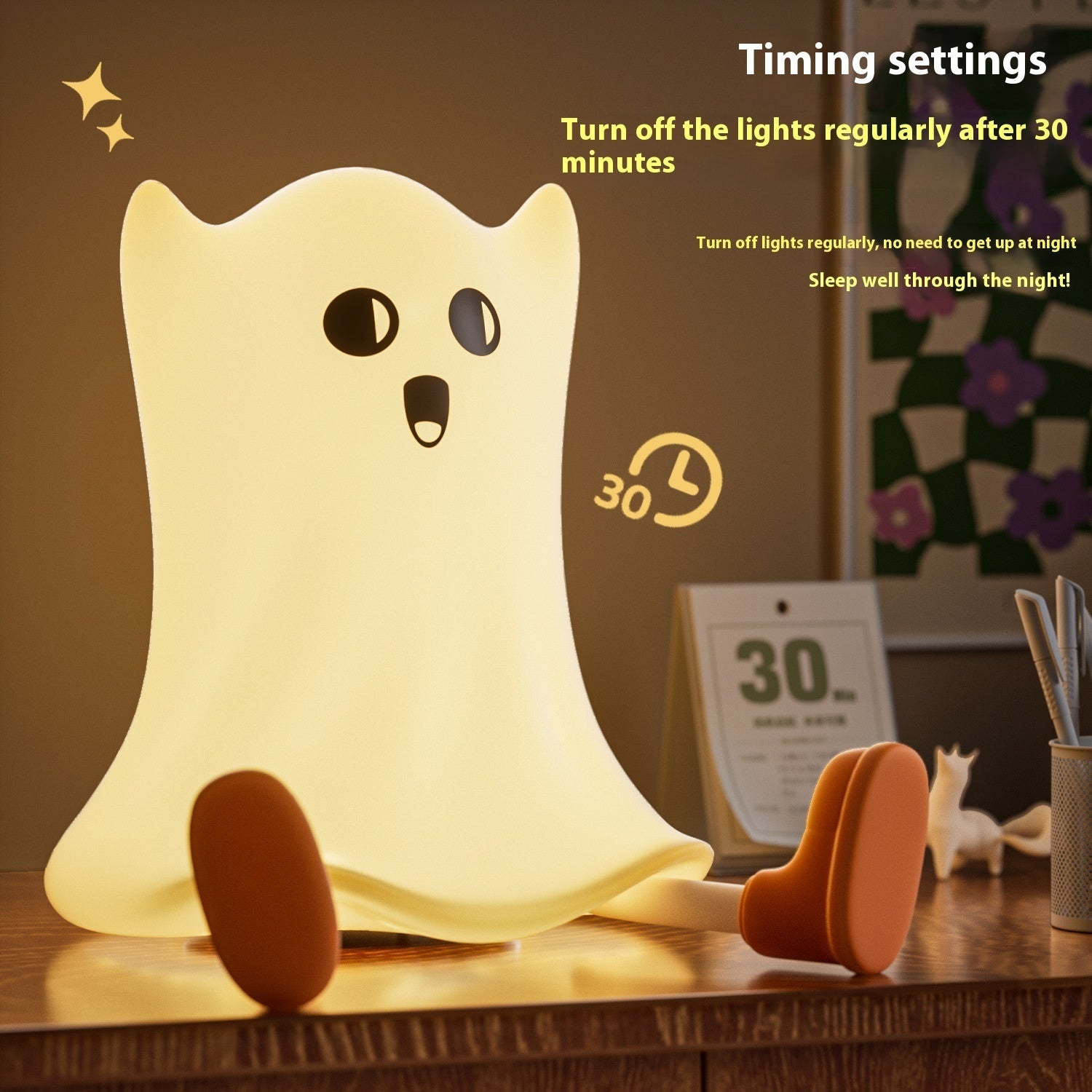 Sweet Ghost Silicone Touch Lamp Halloween Decorations