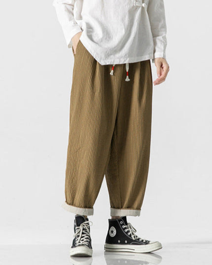 Men's Casual Loose Fit Straight-Leg Trousers Khaki Trousers