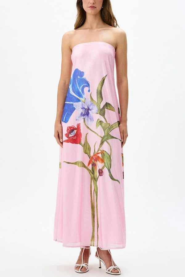 Sequin Floral Off Shoulder A Line Maxi Dress Dresses