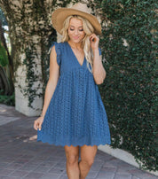Lace Dresses With Pocket Blue Dresses