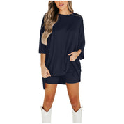 Stylish Summer Shorts Suit for Women - Comfortable Fashion Navy Blue Dresses