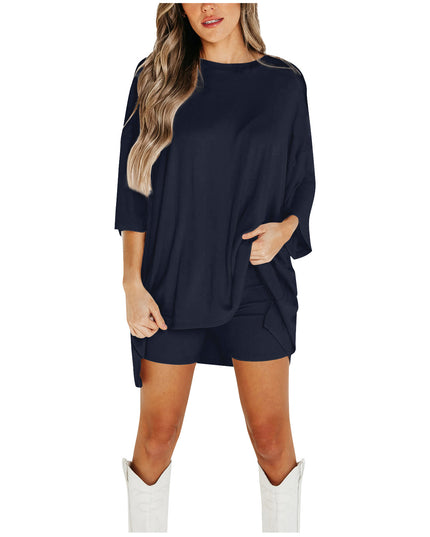 Stylish Summer Shorts Suit for Women - Comfortable Fashion Navy Blue Dresses