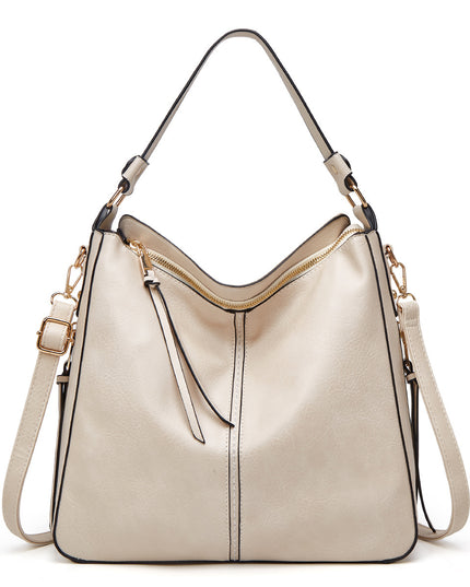 Zipper Bucket Messenger Bag Beige One Size (34 cm (W) × 30 cm (H) × 13 cm (D) Bag