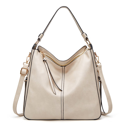 Zipper Bucket Messenger Bag Beige One Size (34 cm (W) × 30 cm (H) × 13 cm (D) Bag