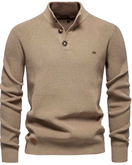 Men’s Zipper Stand Collar Knitted Sweater Men - Main - Winter